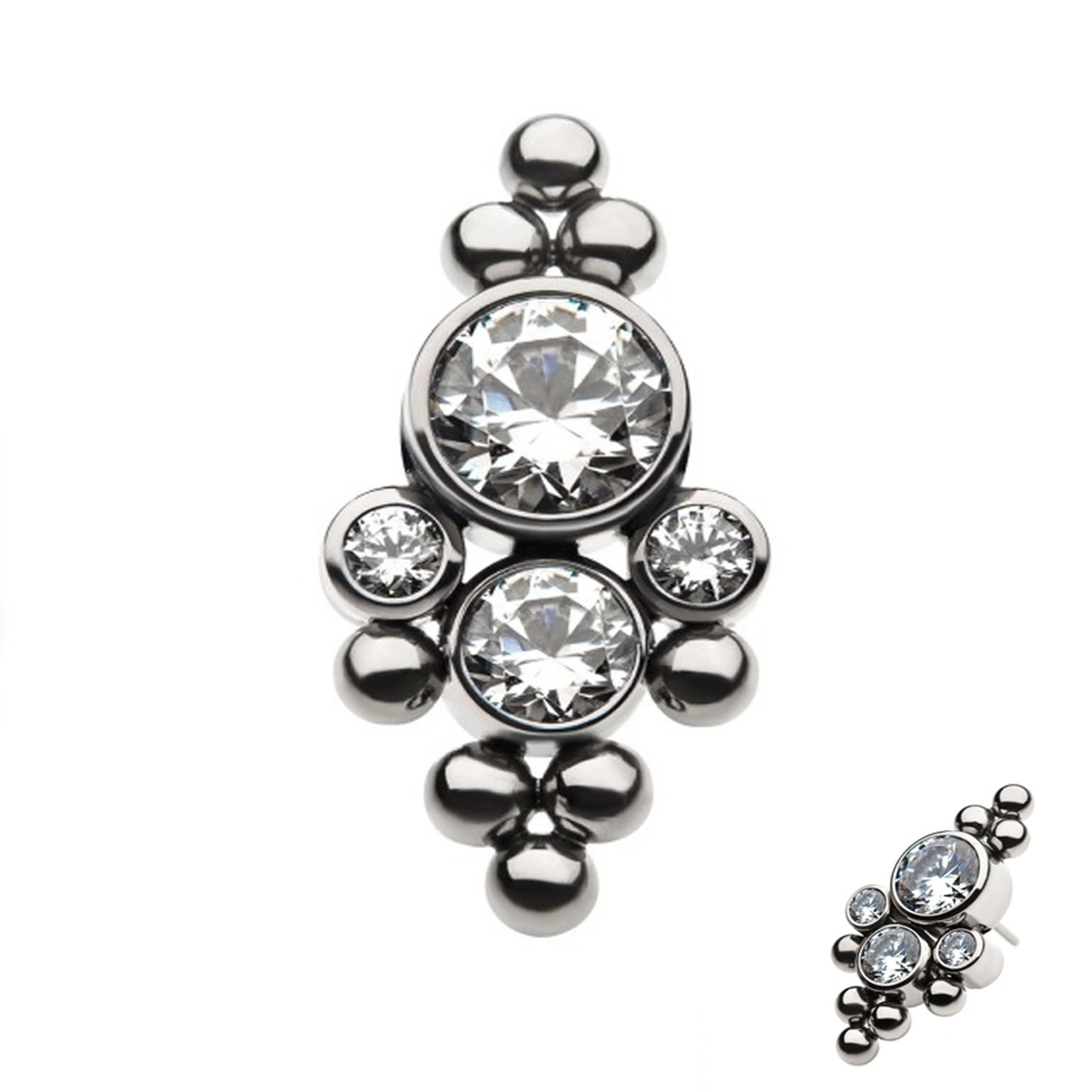 Modish Beaded Swarovski CZ Titanium Threadless Top - Mrs Treak