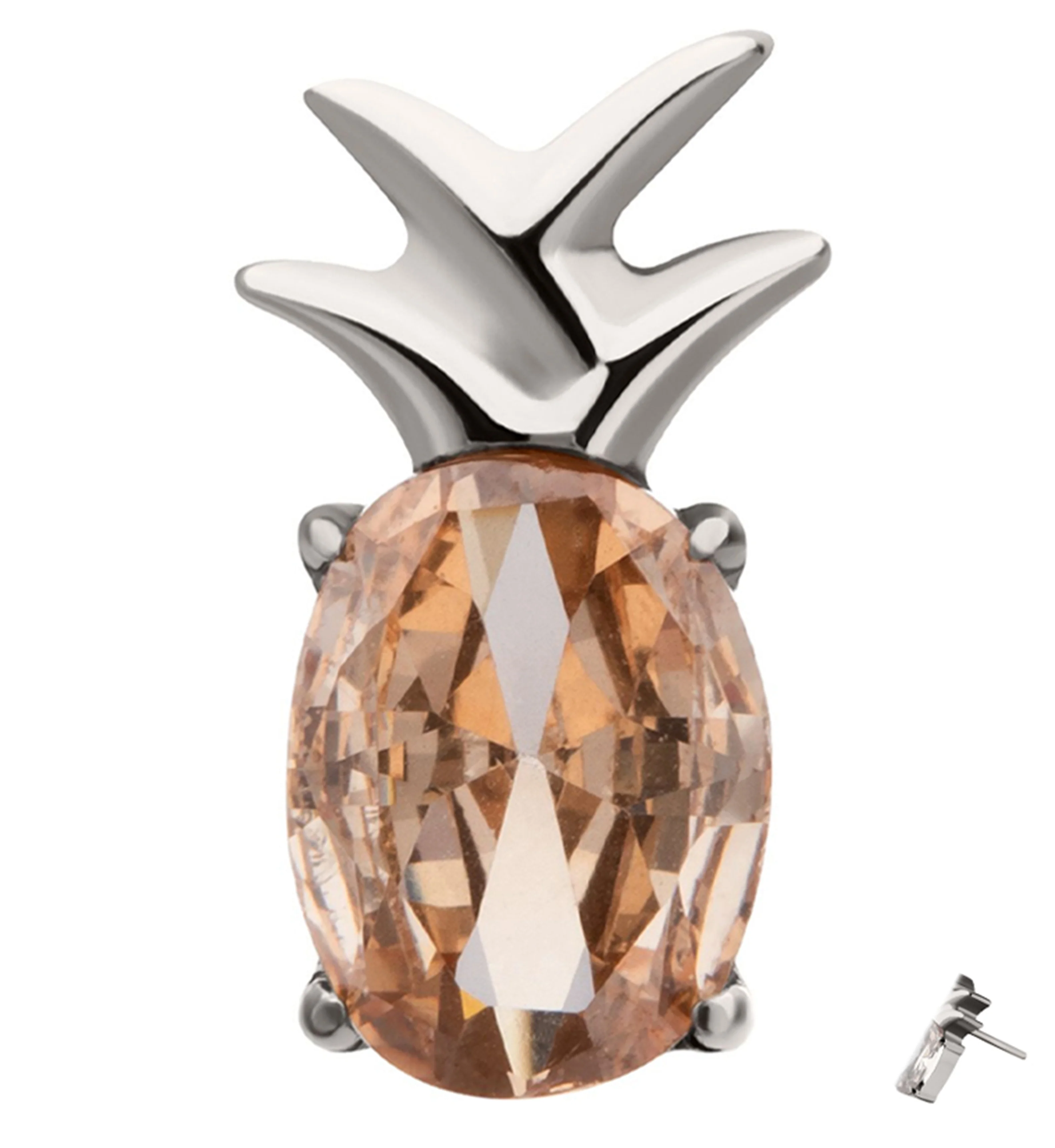 Queen Pineapple Champagne CZ Titanium Threadless Top - Mrs Treak
