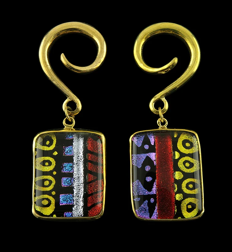 Santa Fe Dichroic Glass Brass Ear Weights Version 7 - Mrs Treak