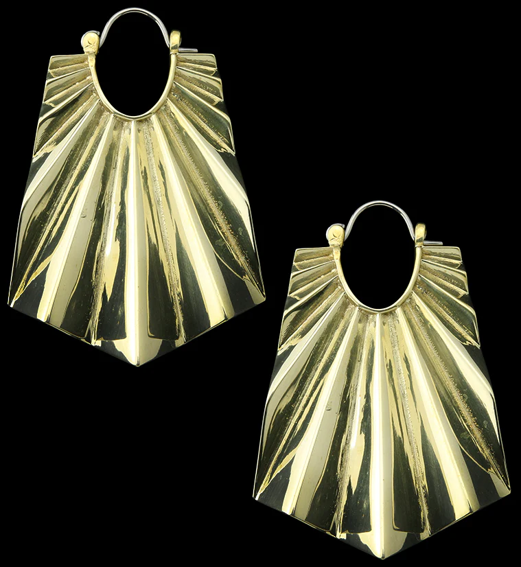 Long Rays Brass Titanium Hangers / Earrings - Mrs Treak