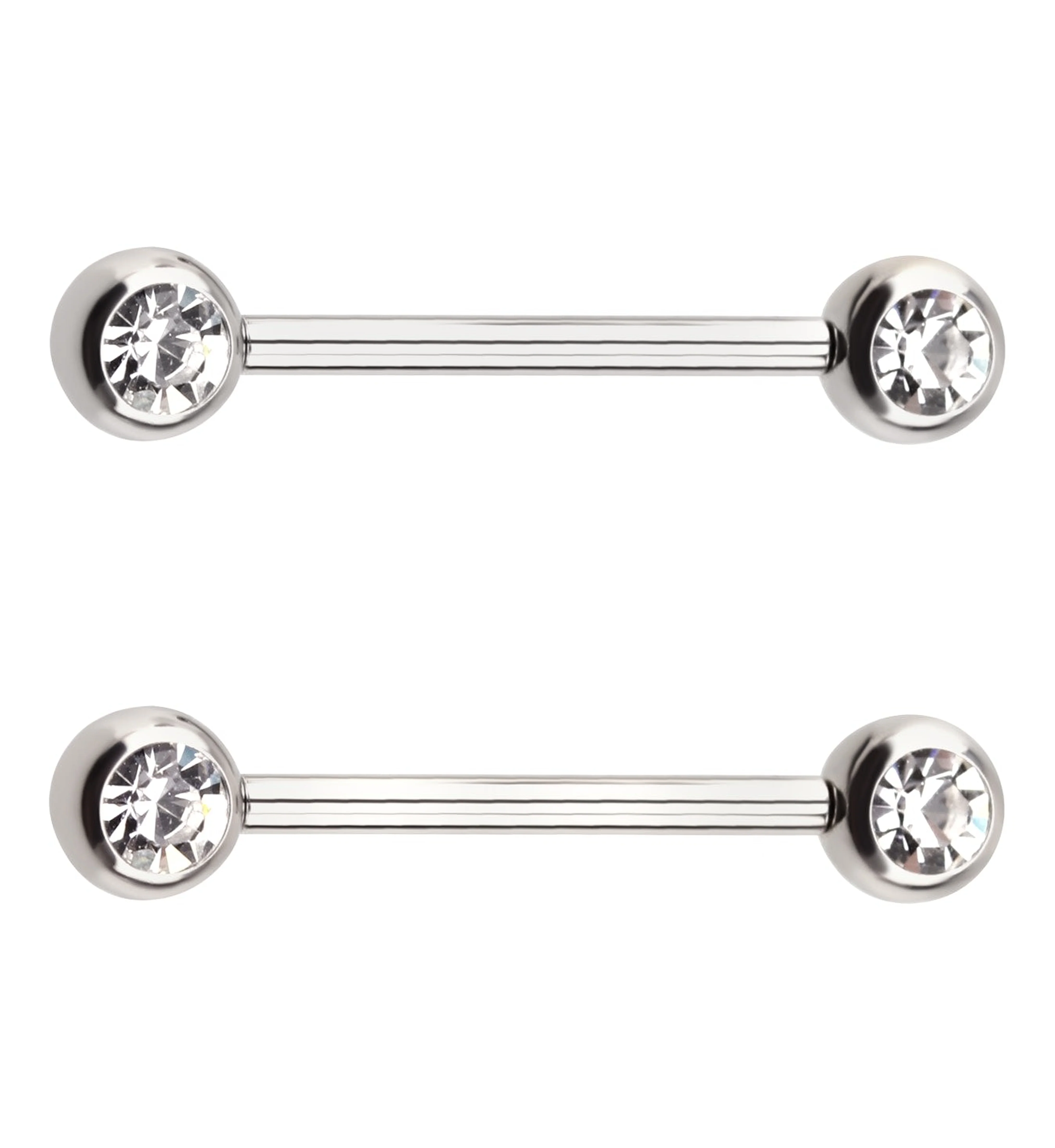 Clear CZ Stainless Steel Threadless Nipple Barbells - Mrs Treak