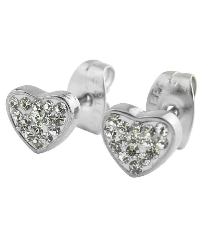 Heart Clear CZ Stainless Steel Stud Earrings - Mrs Treak