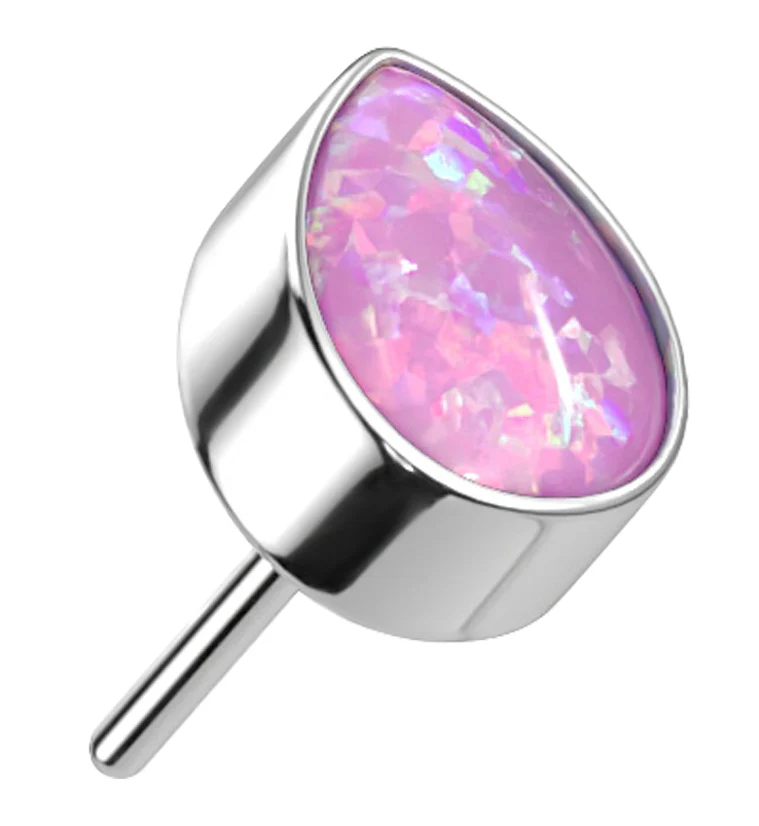 Teardrop Pink Opalite Threadless Titanium Top - Mrs Treak