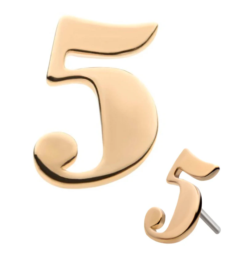 14kt Gold Number 5 Threadless Top - Mrs Treak