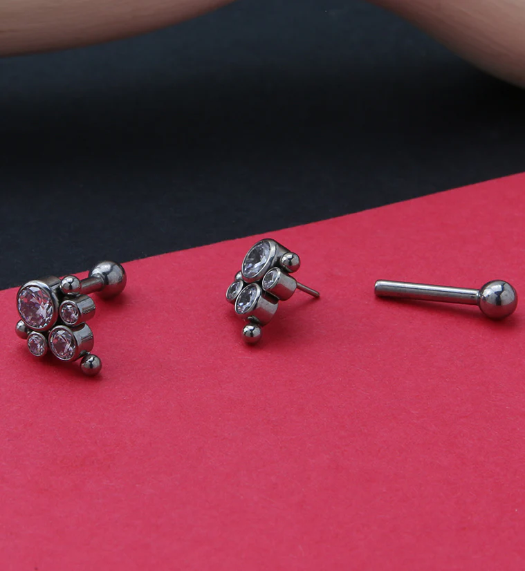 Bundle Clear CZ Titanium Threadless Cartilage Barbell - Mrs Treak