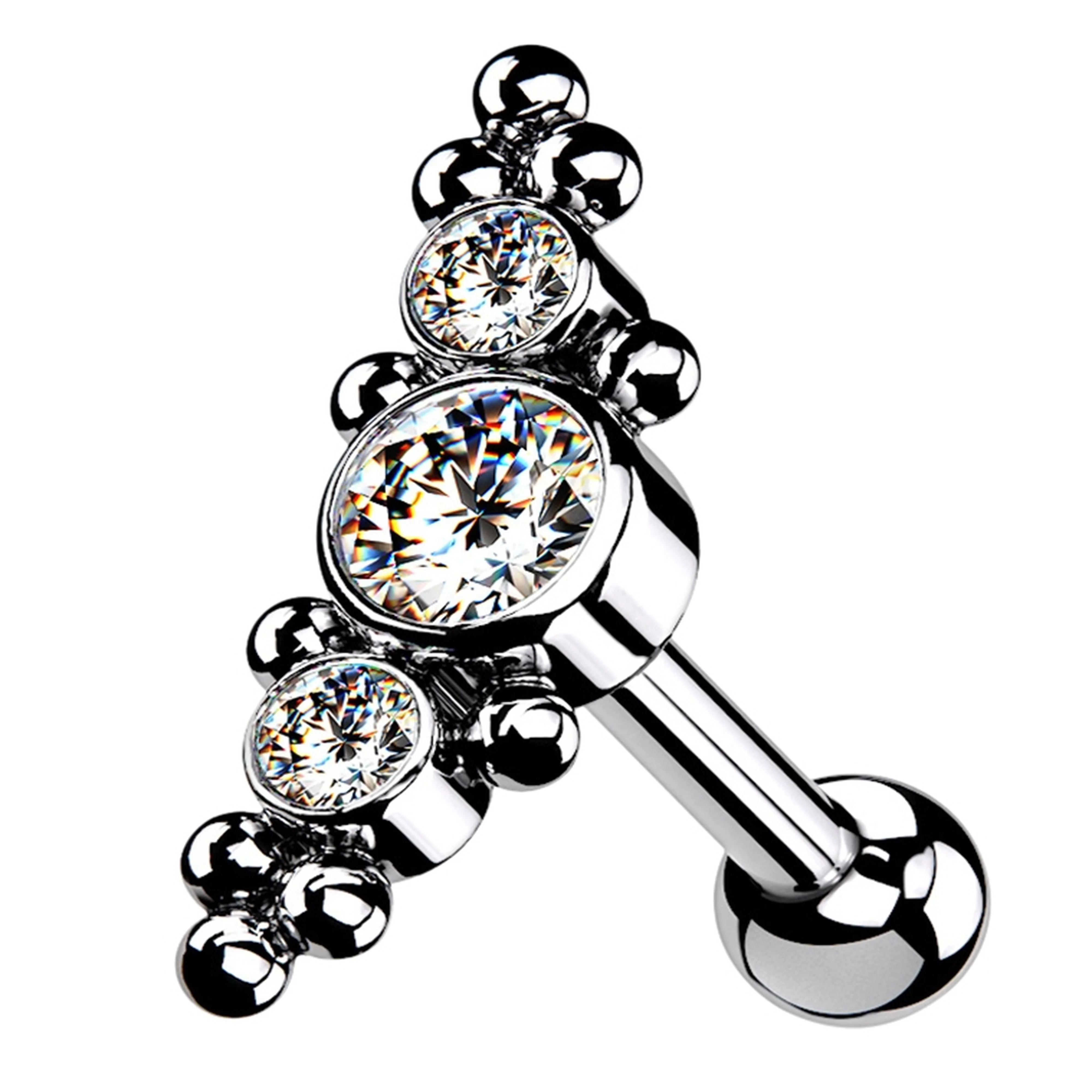 Horde Cluster Clear CZ Titanium Threadless Barbell - Mrs Treak