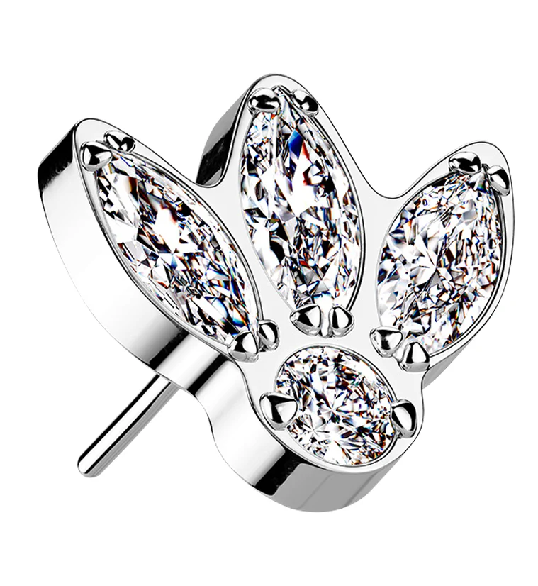 Clear CZ Sepal Titanium Threadless Top - Mrs Treak