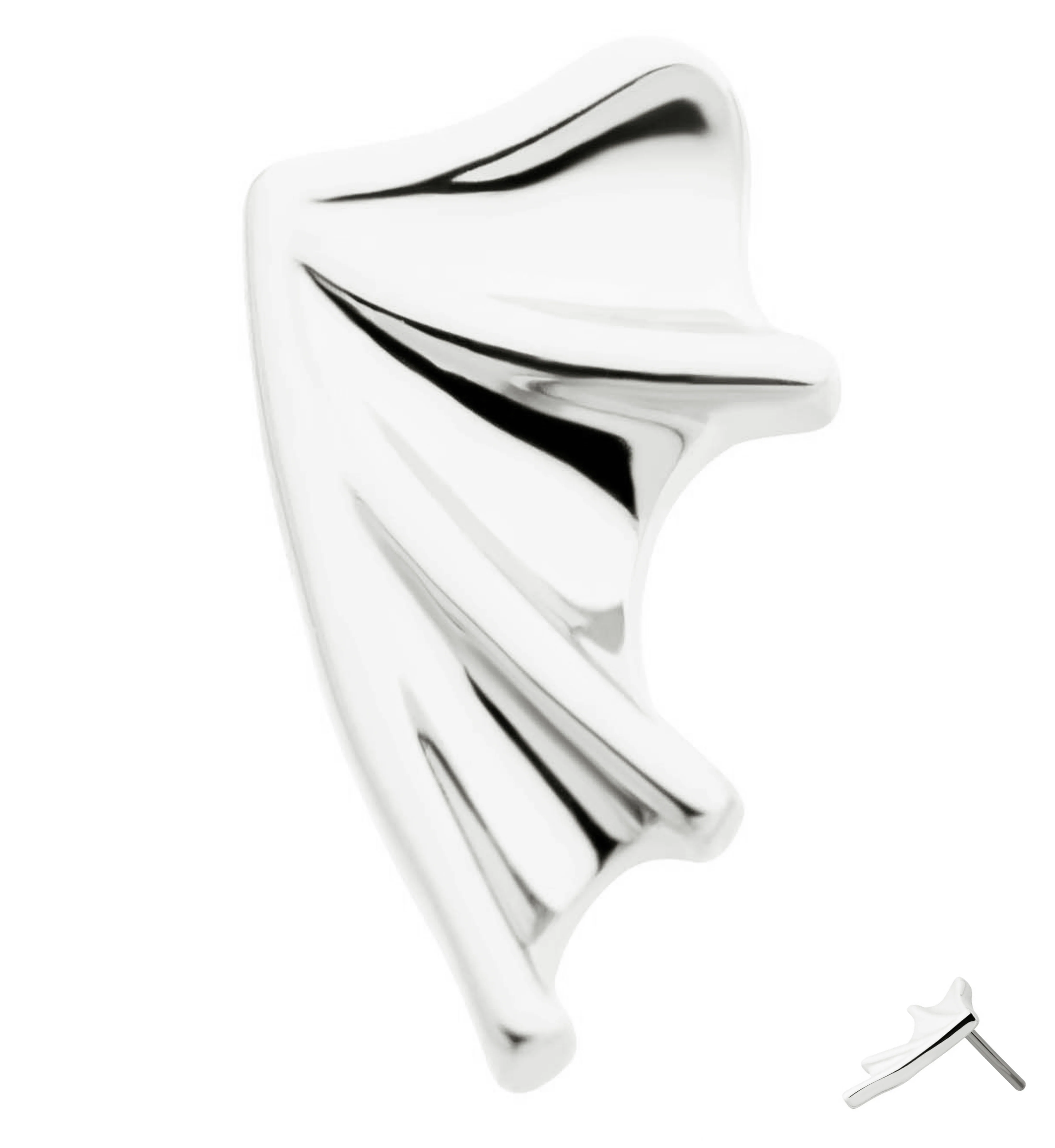 14kt White Gold Bat Wing Threadless Top (Left Ear) - Mrs Treak
