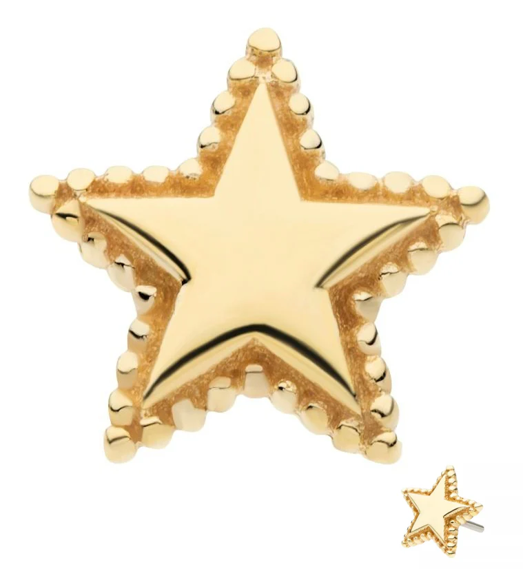 14kt Gold Beaded Star Threadless Top - Mrs Treak