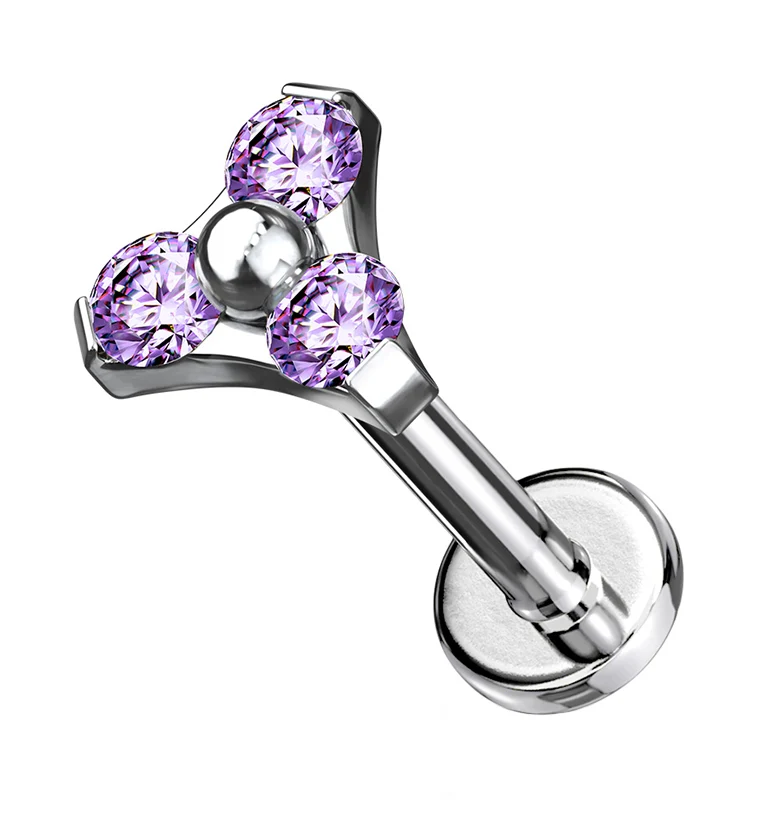16G Triple Purple CZ Labret - Mrs Treak