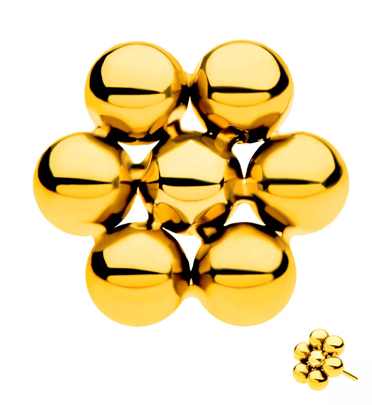 Gold PVD Beaded Hexagon Threadless Titanium Top - Mrs Treak