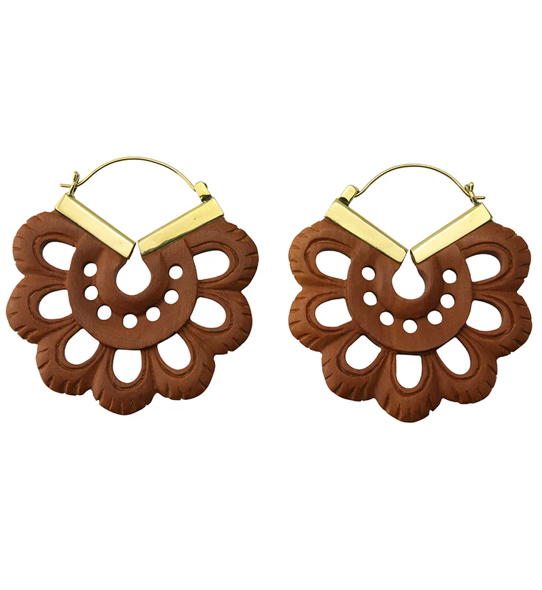 18G Flower Wooden Hangers / Earrings - Mrs Treak