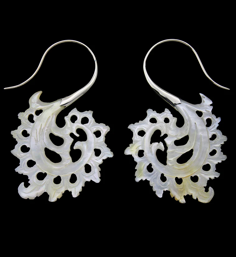 18G Plume White Brass MOP Hangers / Earrings - Mrs Treak