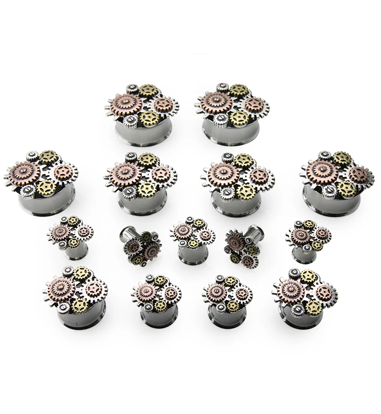 Steampunk Clockwork Stainless Steel Plugs - Mrs Treak