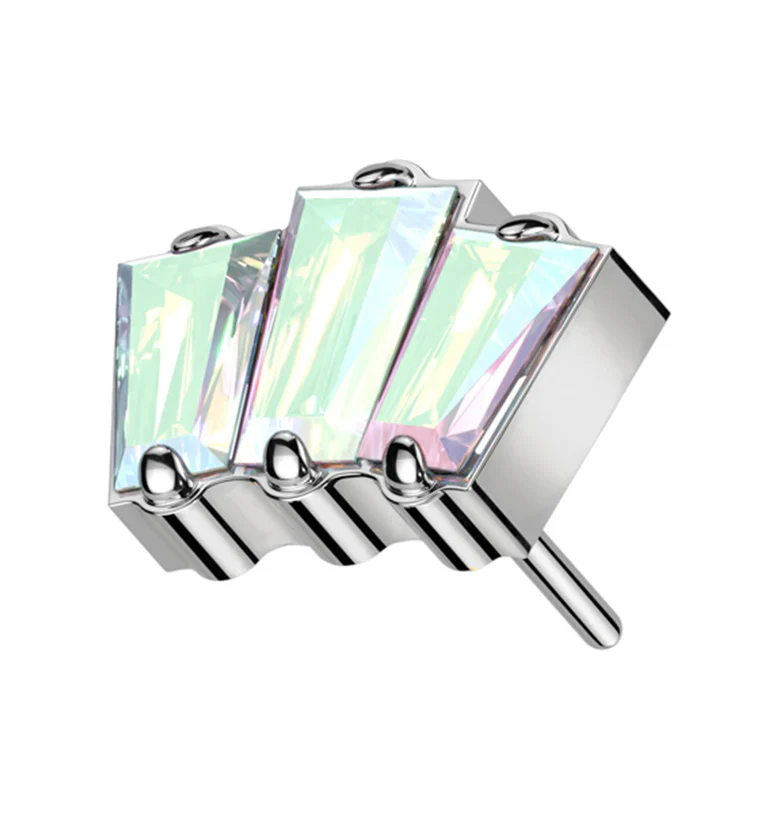 Trinal Rainbow Aurora CZ Titanium Threadless Top - Mrs Treak