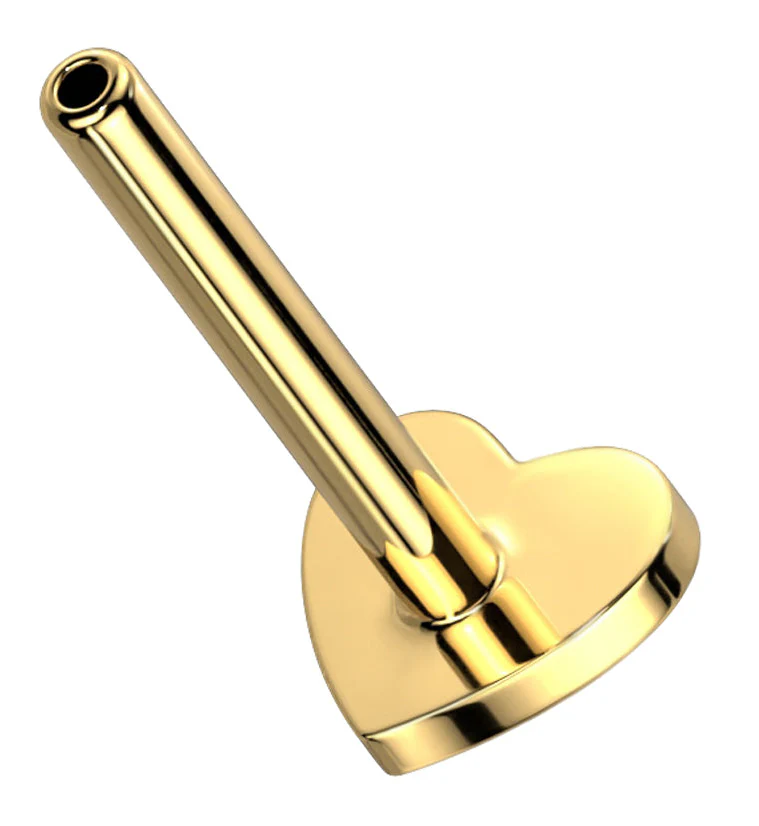 Gold PVD Titanium Threadless Heart Back Labret (Back Only) - Mrs Treak