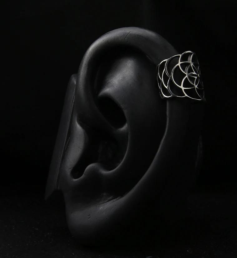 Seed of Life White Brass Ear Cuff - Mrs Treak
