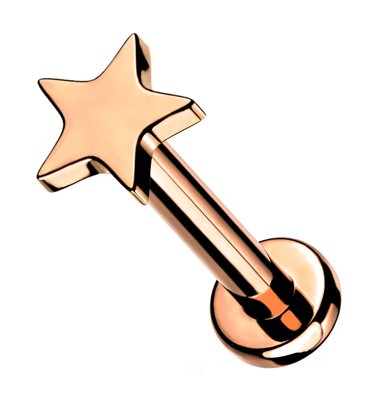 Rose Gold PVD Star Internally Threaded Titanium Labret - Mrs Treak
