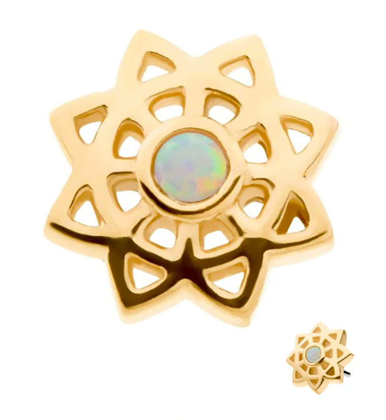 14kt Gold Manda Flower White Opalite Threadless Top - Mrs Treak