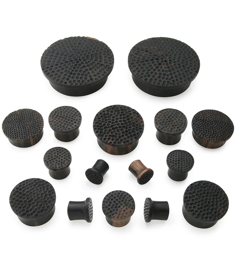 Hammered Areng Wood Mayan Flare Plugs - Mrs Treak