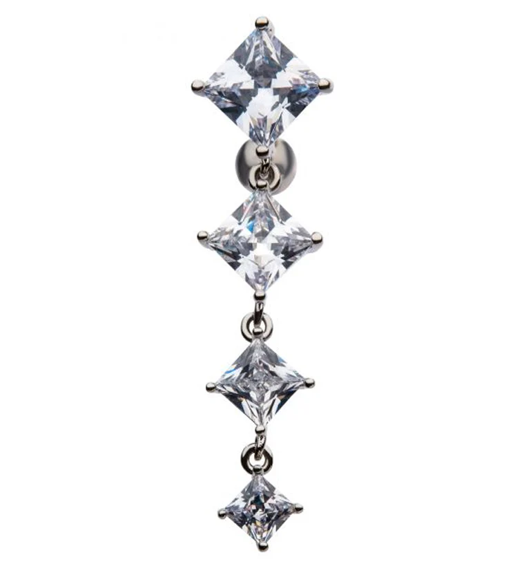 Dangling Diamond CZ Top Down Belly Button Ring - Mrs Treak