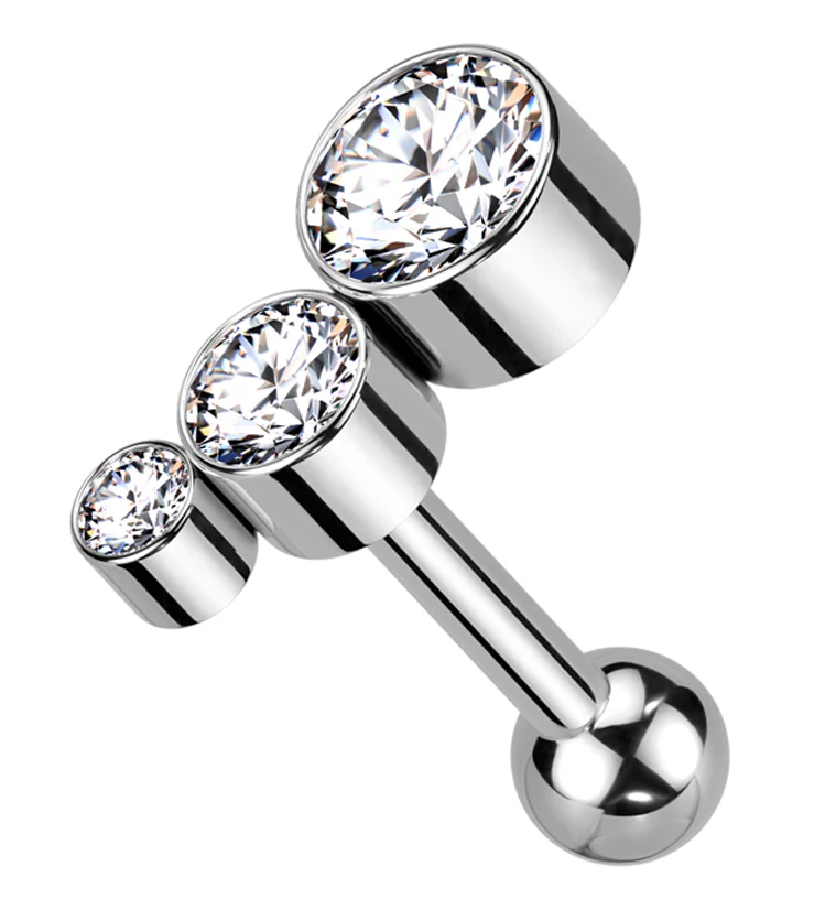 Descend Clear CZ Titanium Threadless Cartilage Barbell - Mrs Treak
