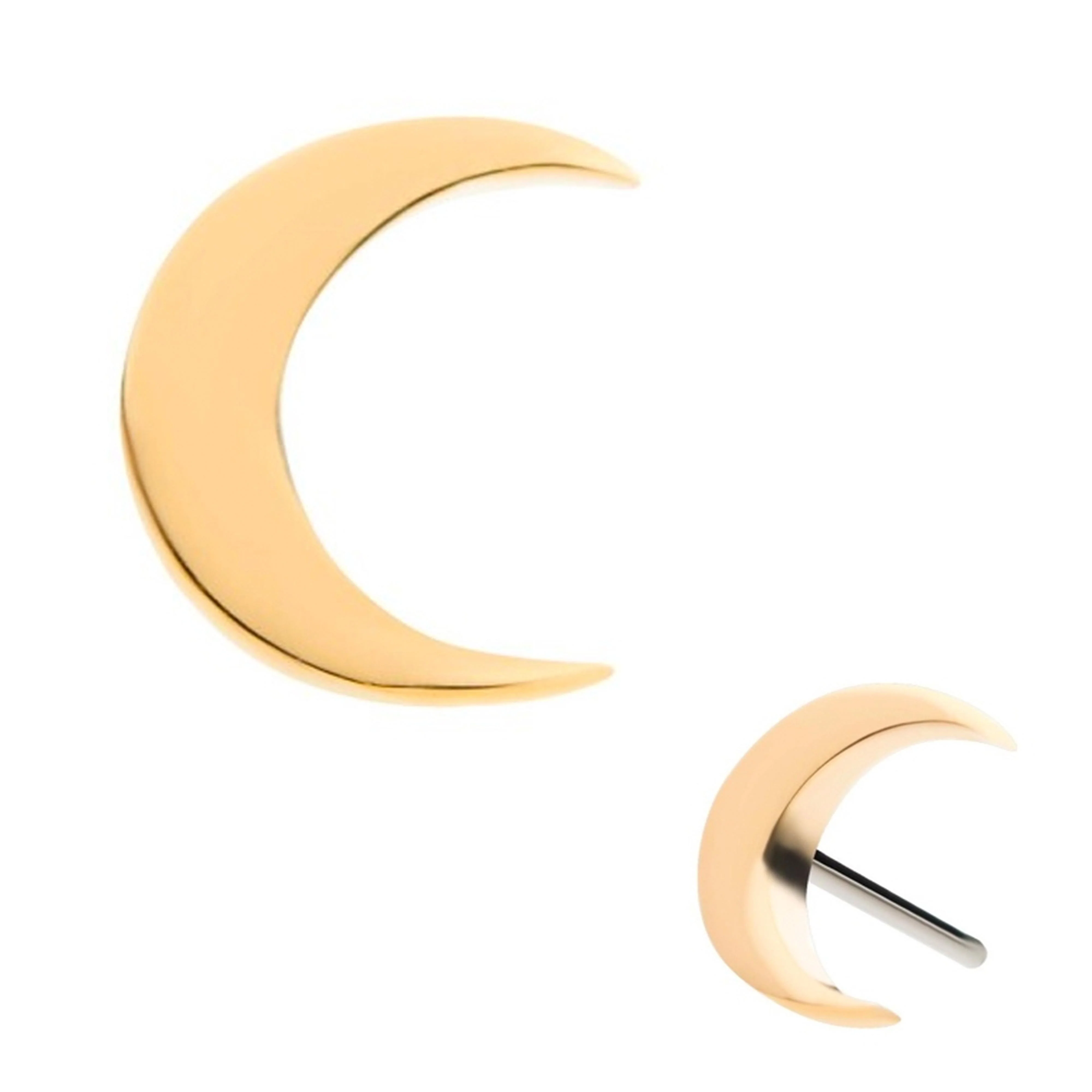 14kt Gold Waxing Crescent Moon Threadless Top - Mrs Treak