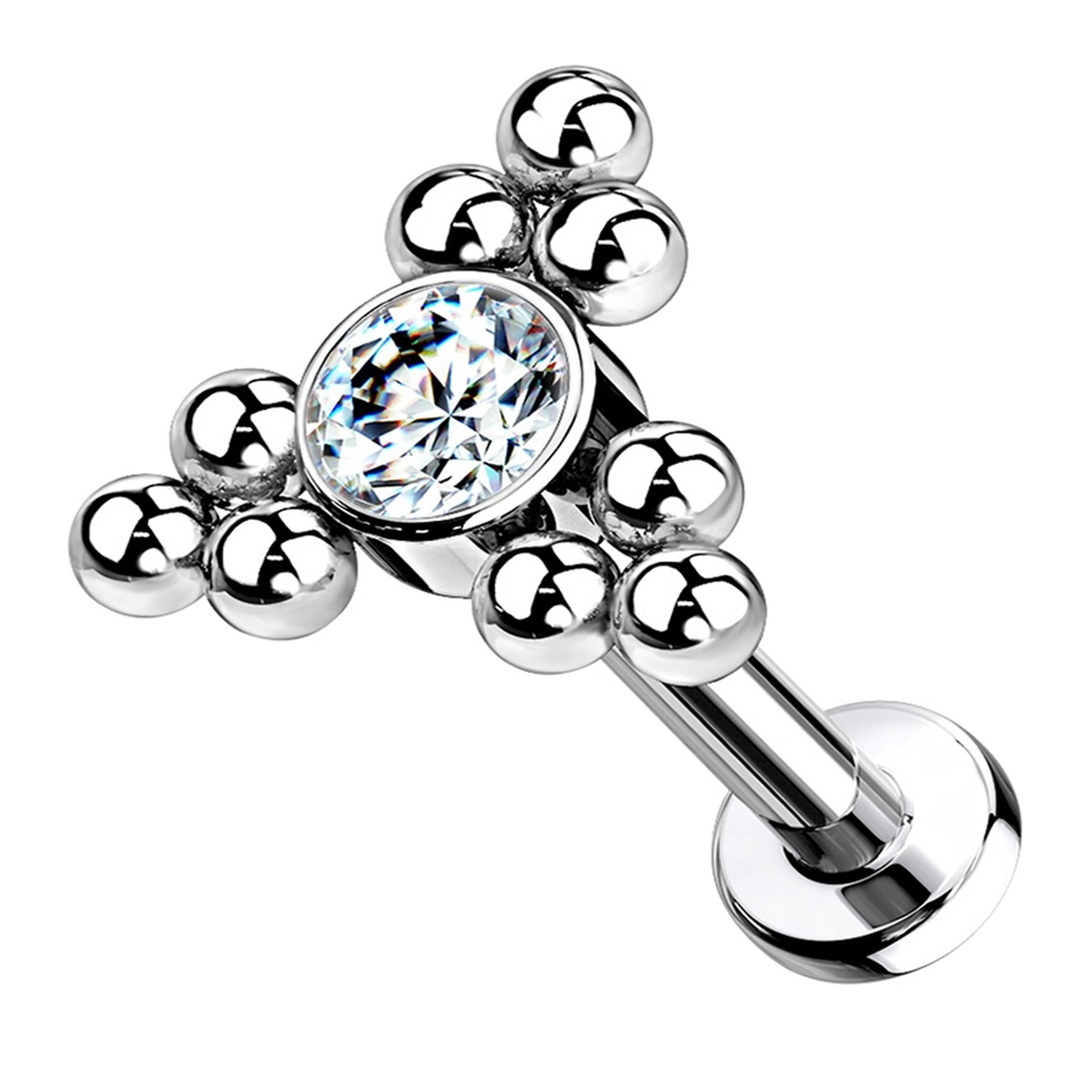 16G Clear CZ Tryst Titanium Labret - Mrs Treak