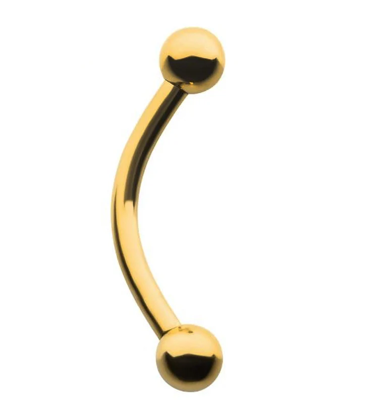 24kt Gold PVD Titanium Curved Barbell - Mrs Treak