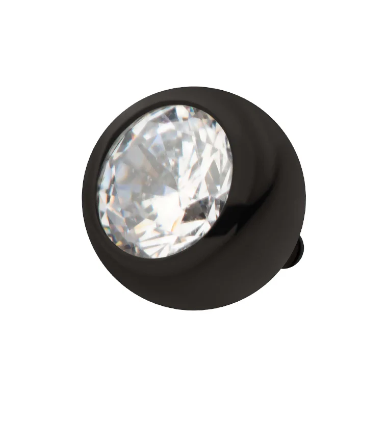 Black PVD Bezel Clear CZ Internally Threaded Titanium Top - Mrs Treak
