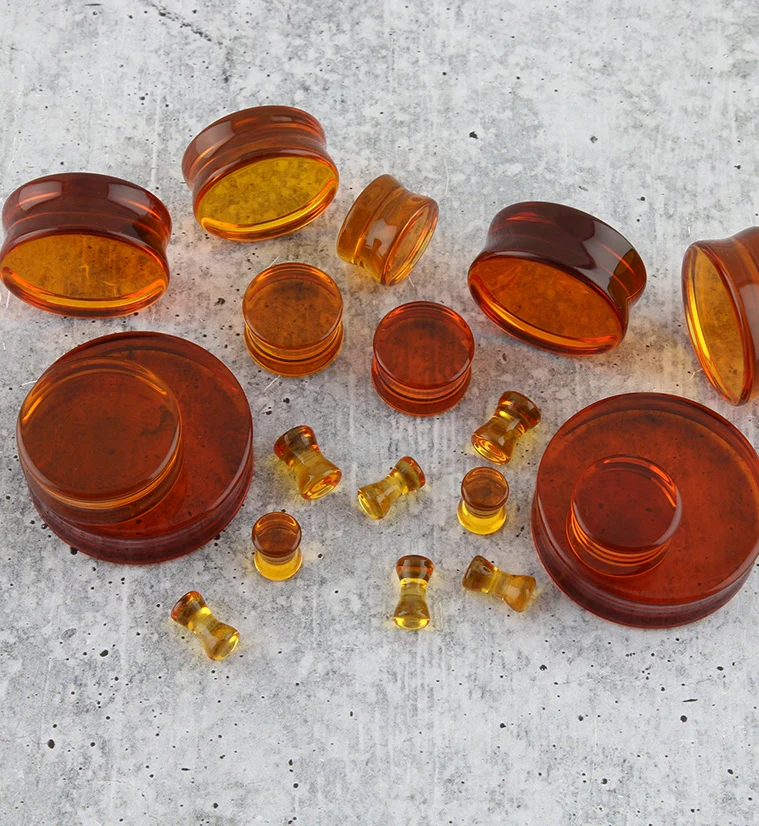 Amber Glass Plugs - Mrs Treak