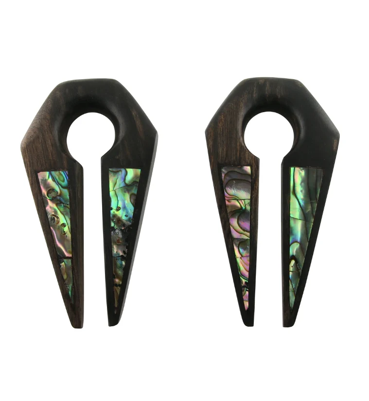 Plunge Areng Wooden Hangers With Abalone Inlay - Mrs Treak
