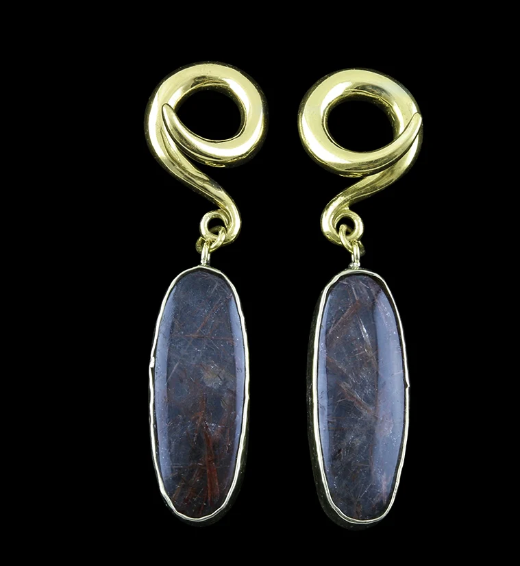 Rutilated Quartz Stone Ear Weights - Mrs Treak
