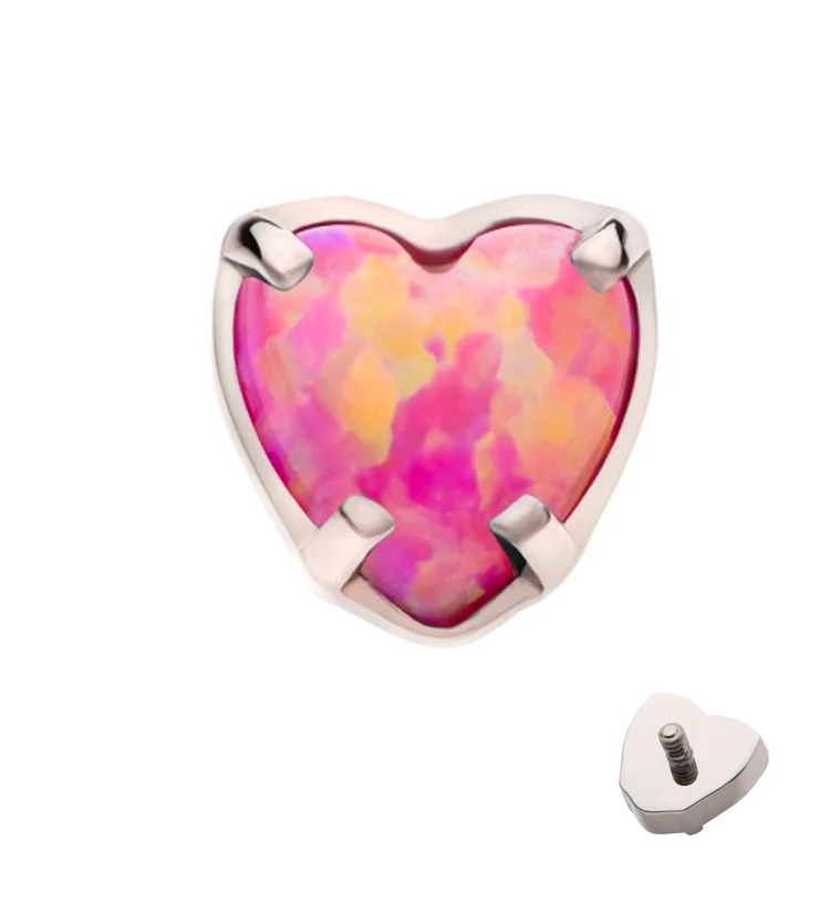 Heart Pink Opalite Internally Threaded Titanium Top - Mrs Treak