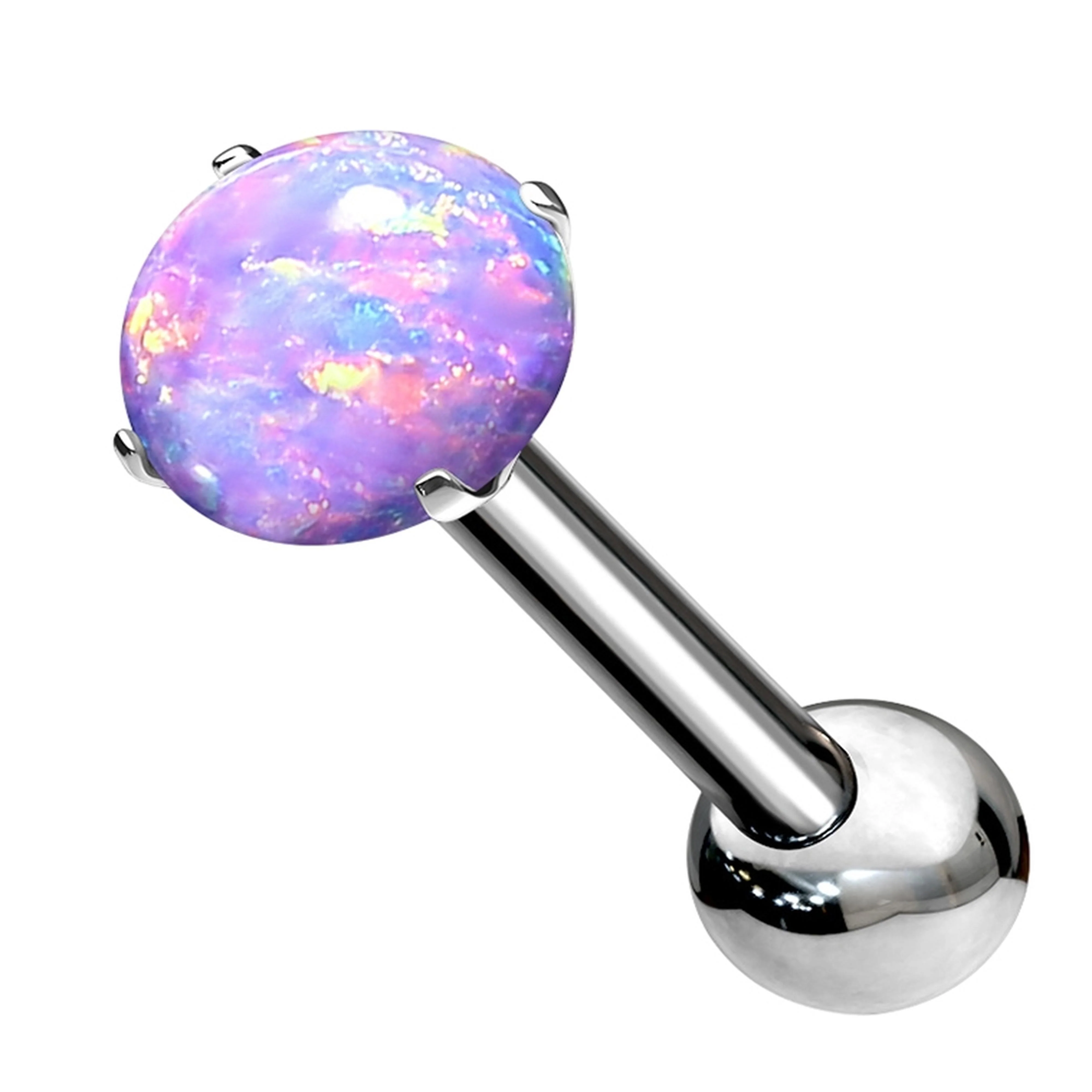 Purple Opalite Prong Set Titanium Threadless Barbell - Mrs Treak