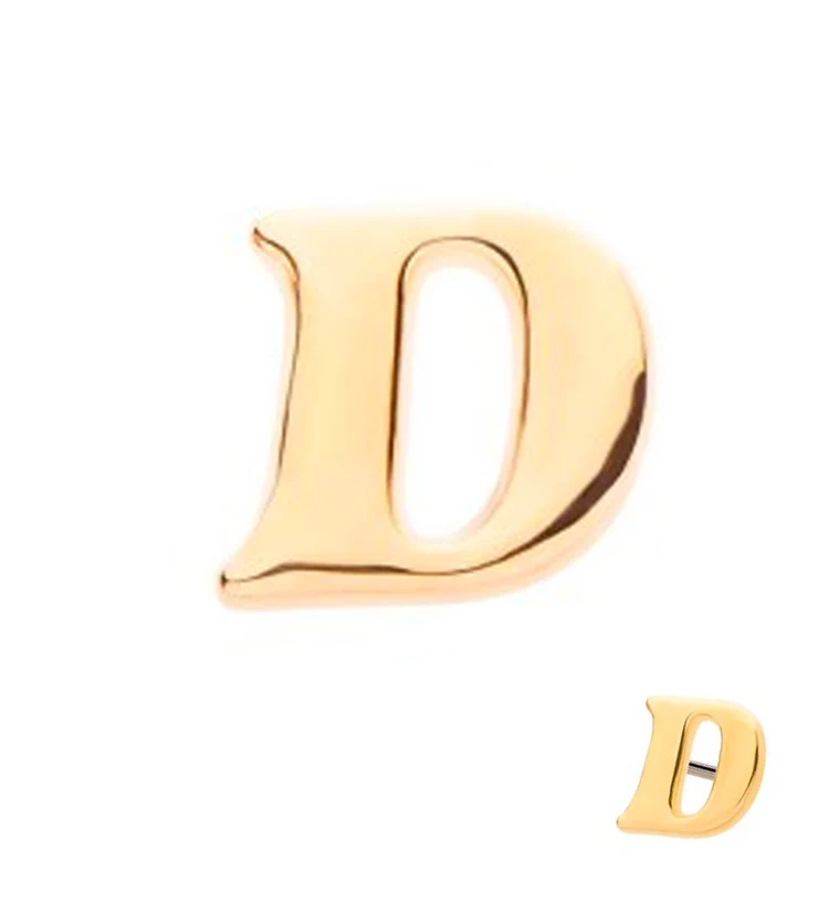 14kt Gold Letter D Threadless Top - Mrs Treak