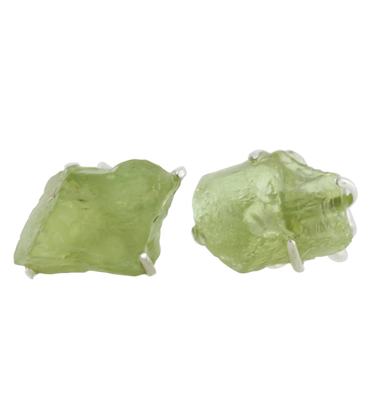 Peridot Stone Prong Set Sterling Silver Earrings - Mrs Treak