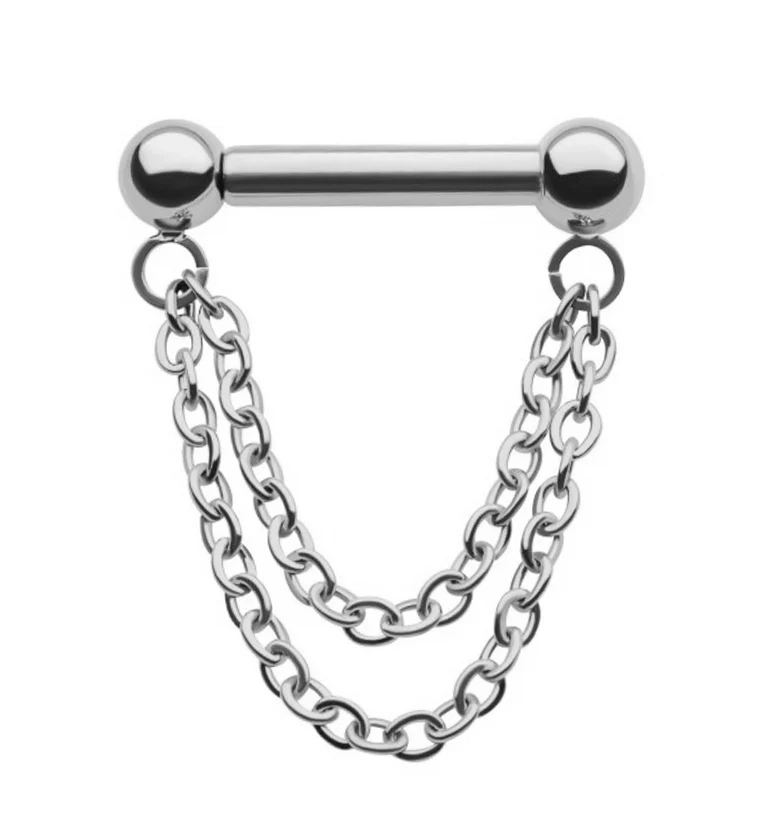 Double Dangle Chain Threadless Barbell - Mrs Treak