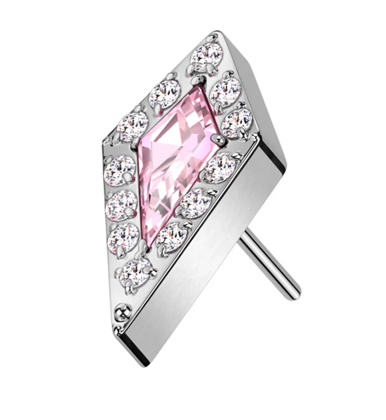 Spire Pink CZ Threadless Titanium Top - Mrs Treak