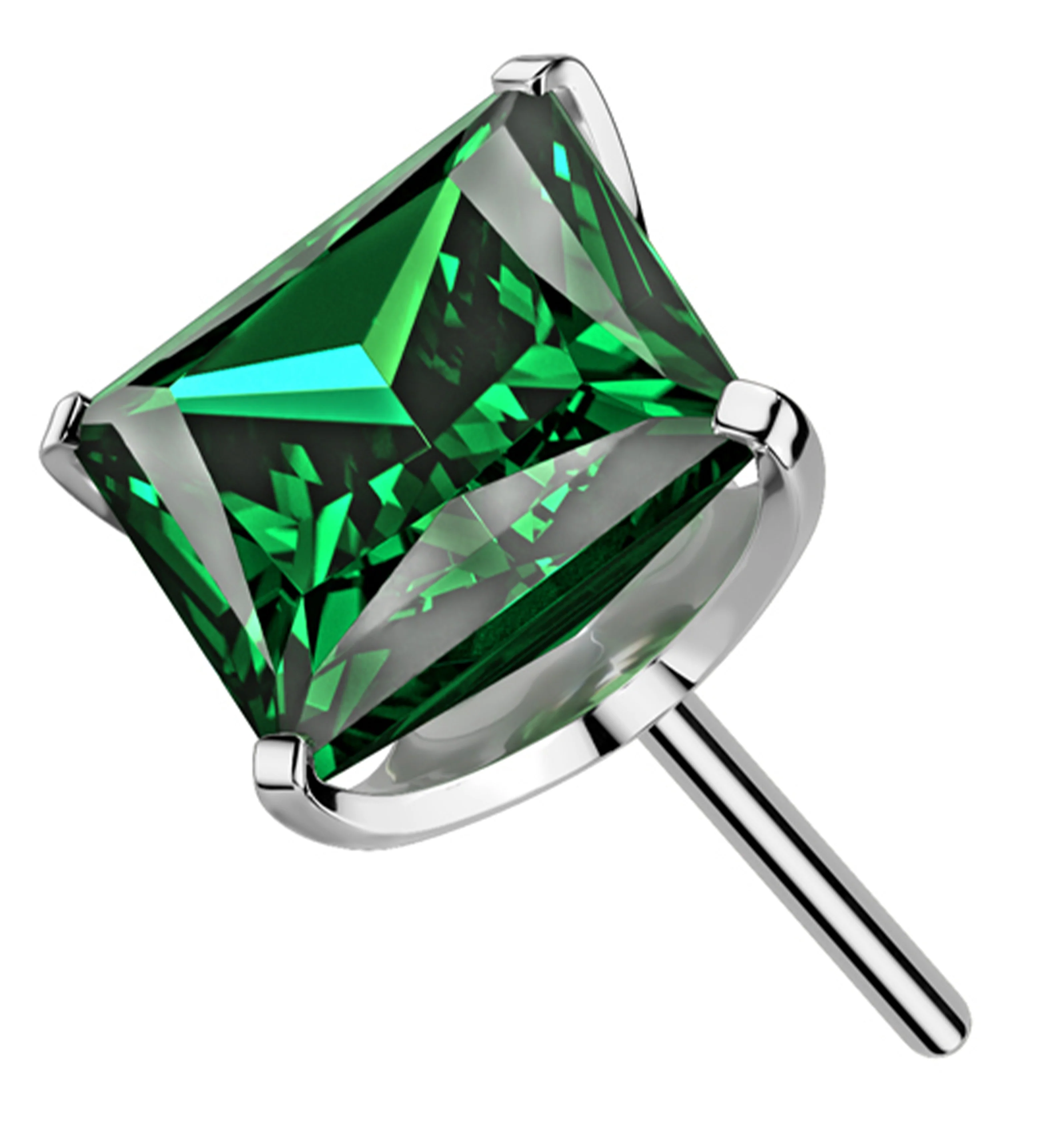 Rhombus Emerald CZ Threadless Titanium Top - Mrs Treak