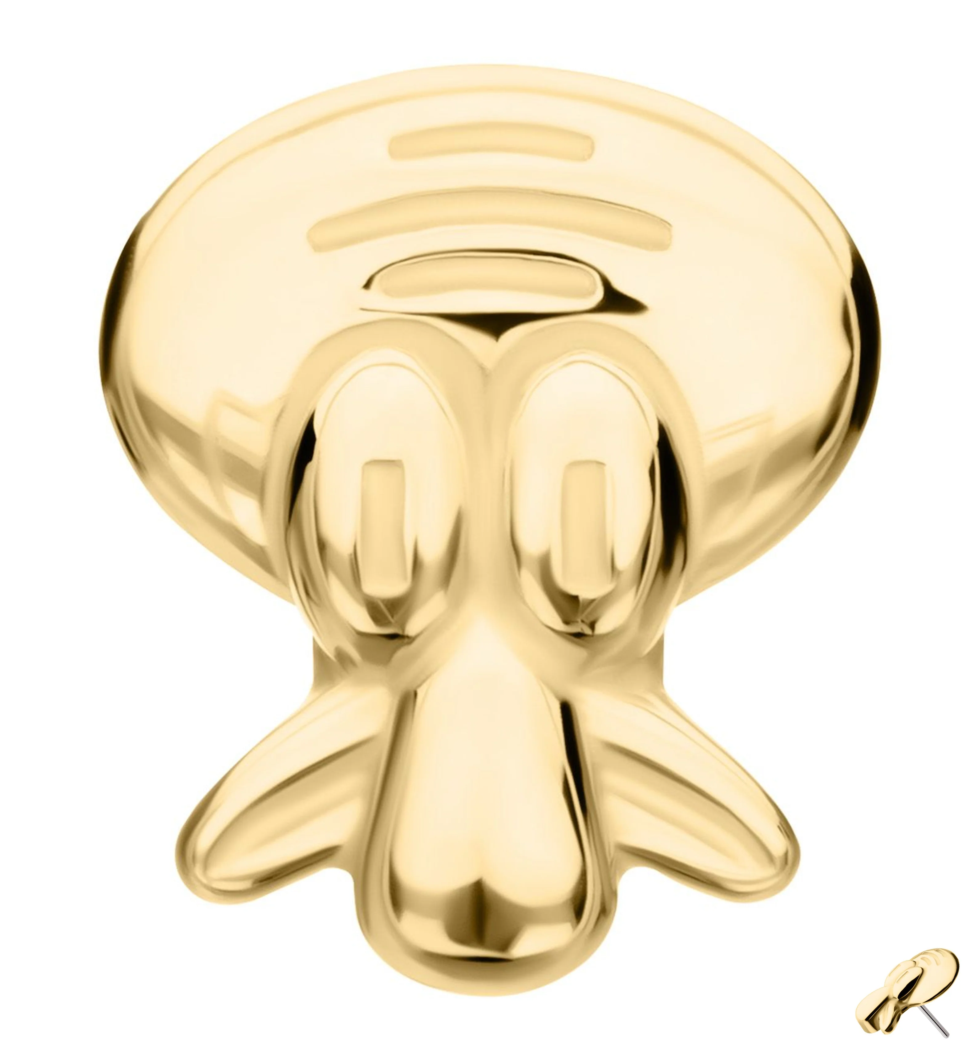 14kt Gold Squidward Tentacles Threadless Top - Mrs Treak