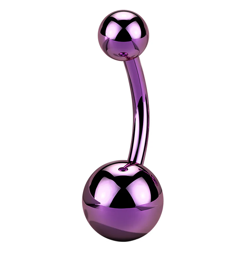 Purple PVD Titanium Internally Threaded Belly Button Ring - Mrs Treak