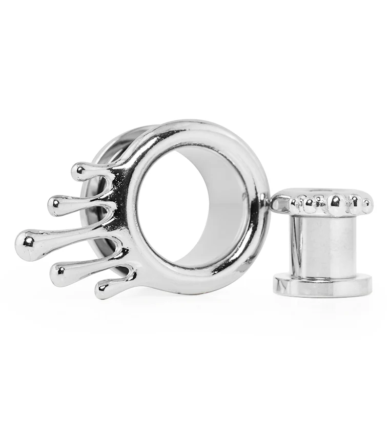 Dripping Stainless Steel Screw Back Tunnel Plugs - Mrs Treak