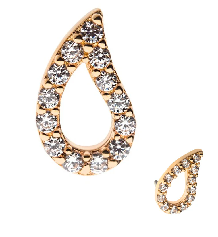 14kt Gold Droplet CZ Threadless Top - Mrs Treak