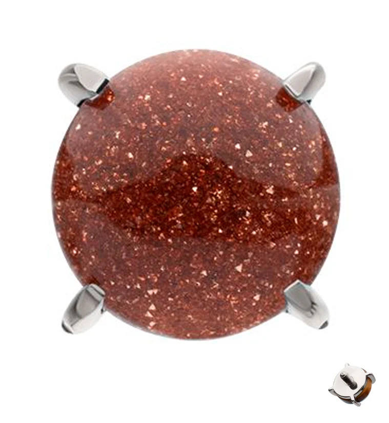 Prong Set Gold Sandstone Titanium Internally Threaded Top - Mrs Treak