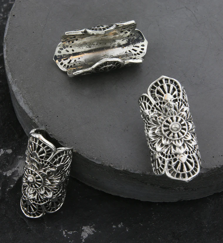 Lotus Flower White Brass Dreadlock Cuff - Mrs Treak