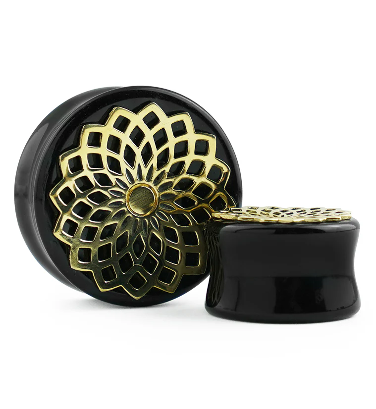 Mandala Frame Obsidian Plugs - Mrs Treak