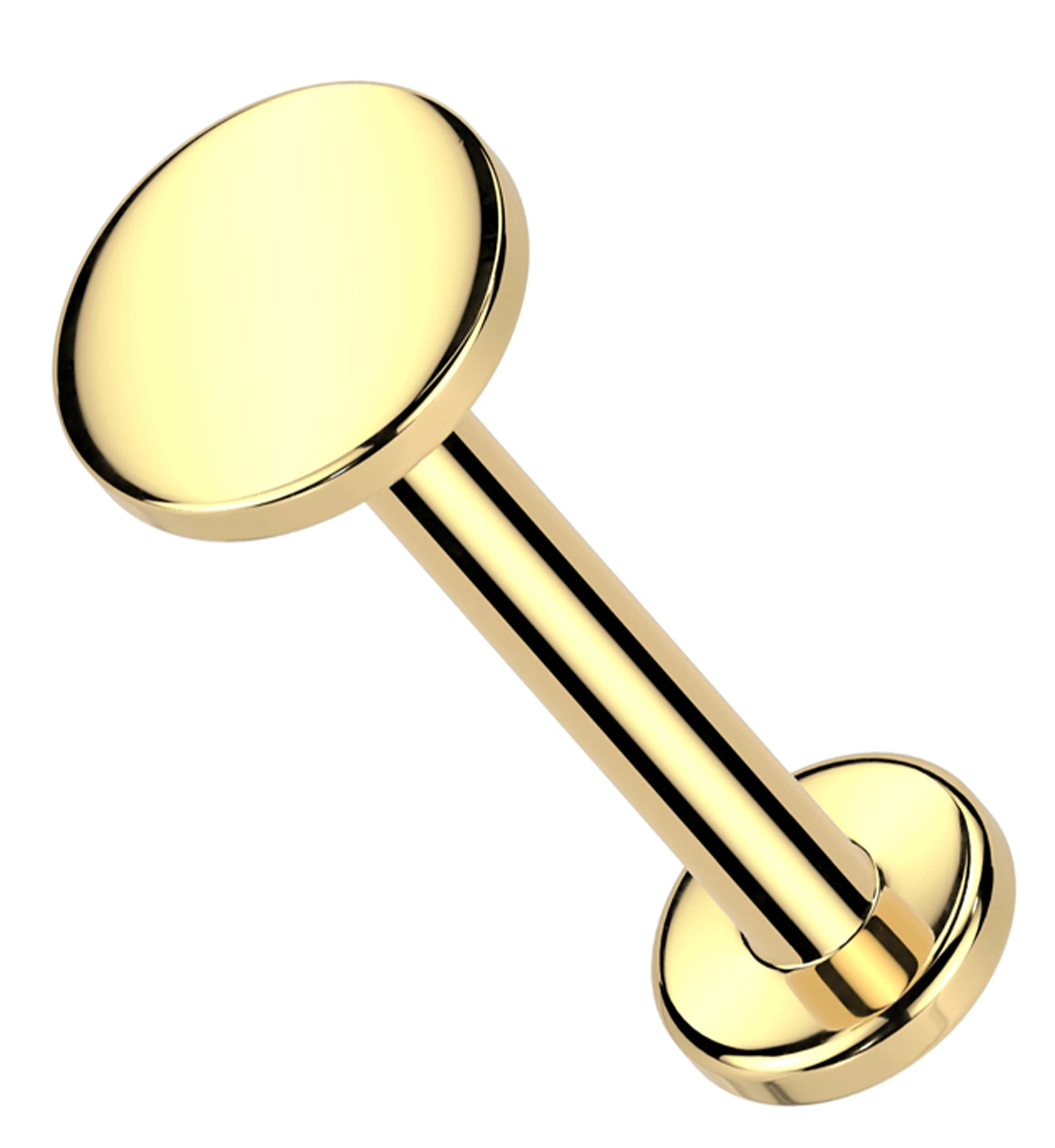 14kt Gold Flat Disk Threadless Labret - Mrs Treak