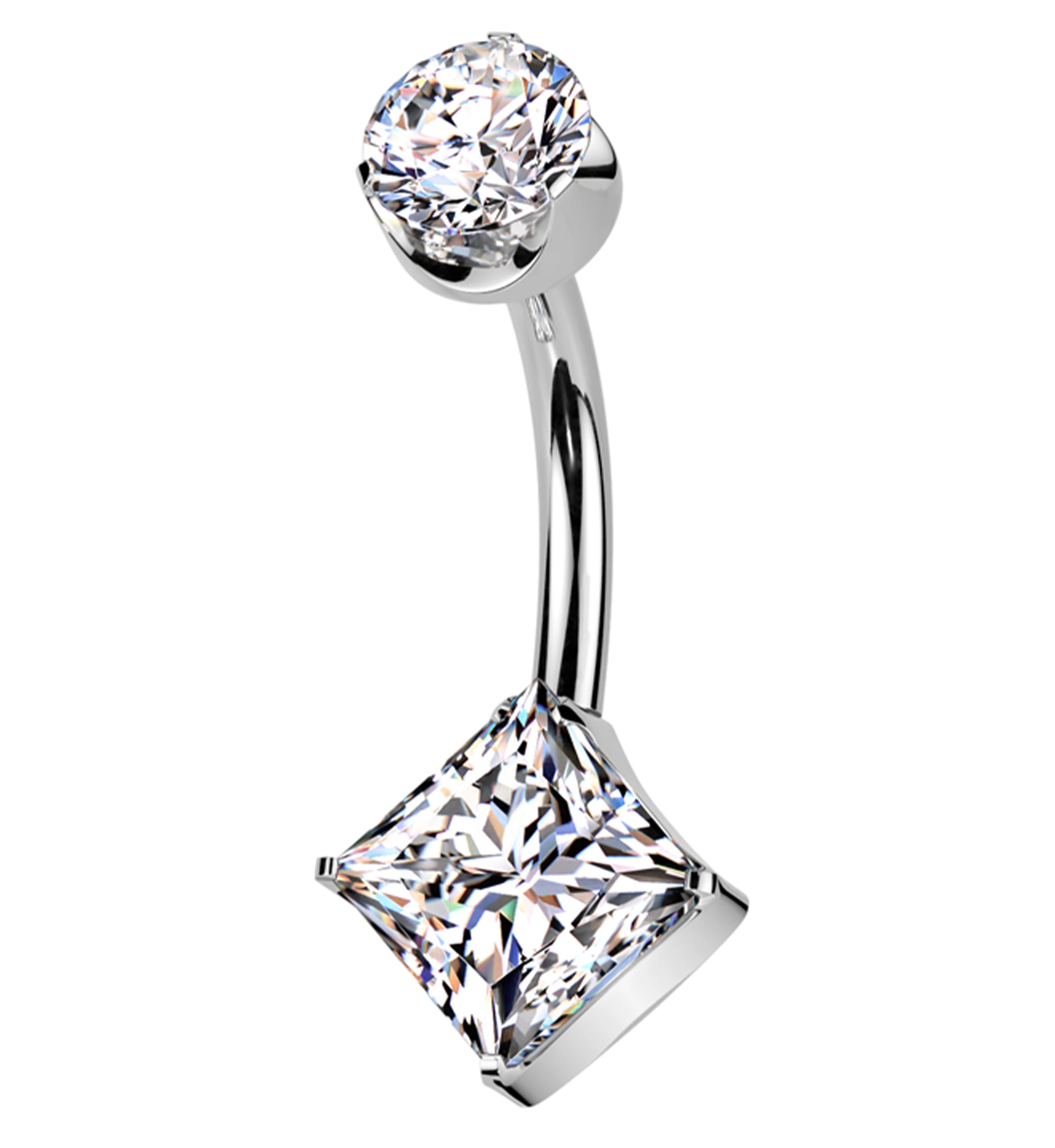 Rhombus Clear CZ Titanium Threadless Belly Button Ring - Mrs Treak