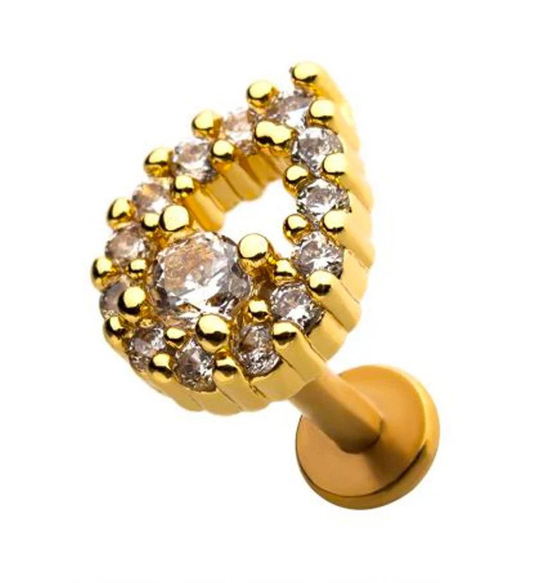 18G Gold PVD Drop CZ Labret - Mrs Treak